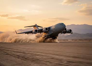 Military Transport Plane Taking Off