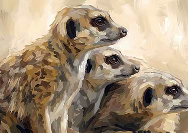 Meerkat Family Portrait Painting