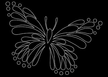 White Butterfly Outline on Black Background