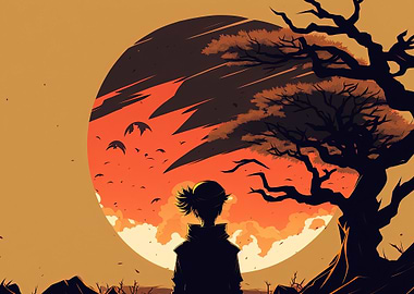 Silhouette of a Person at Sunset