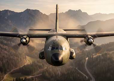 Military Transport Plane in Flight