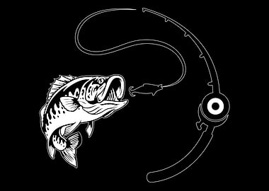 Bass Fishing Lure Rod Black White