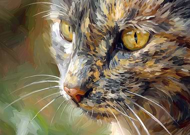 Calico Cat Portrait Painting