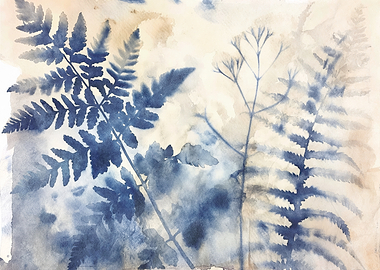 Watercolor Ferns and Plants