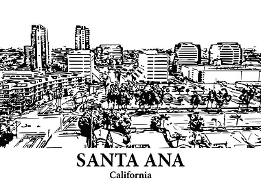 Santa Ana California Skyline Drawing