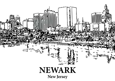 Newark New Jersey Skyline Drawing