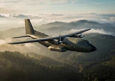 Military Transport Plane in Flight