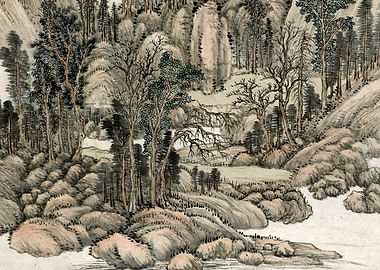 Chinese Trees Landscape Painting Wang Hui