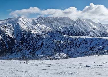 Snowy Mountain Range Landscape