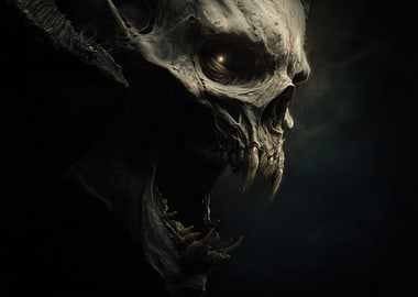 Horror Skull with Glowing Eye