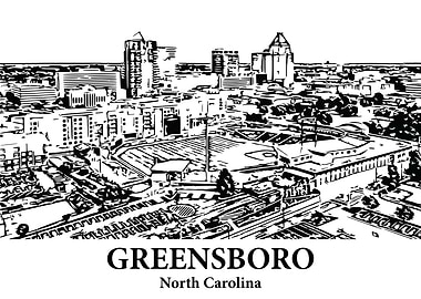 Greensboro North Carolina Skyline Drawing