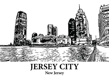 Jersey City Skyline Drawing