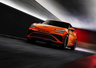 Orange Car in Motion