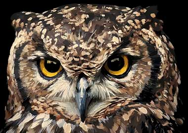 Detailed Owl Portrait Painting