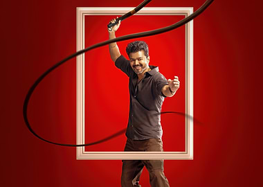 thalapathy vijay with whip in frame
