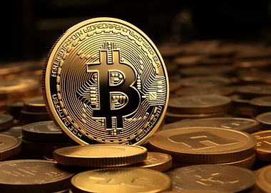 Golden Bitcoin Crypto Art