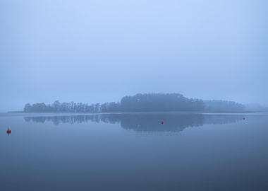 Misty Lake Landscape with Reflections
