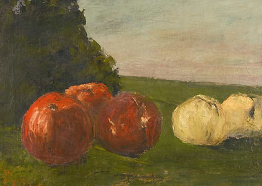 Haystacks and Apples Painting