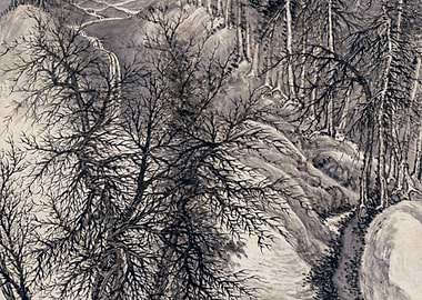 Chinese Trees Landscape Painting Wang Hui