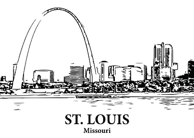 St. Louis Missouri Skyline Drawing