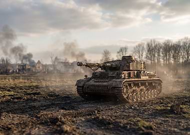World War II Tank in Action