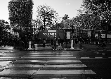 Black and White Paris Street Scene