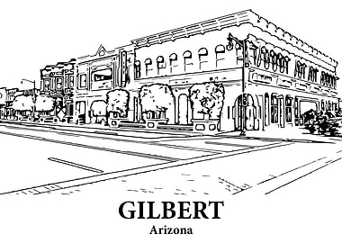 Gilbert Arizona Streetscape Drawing