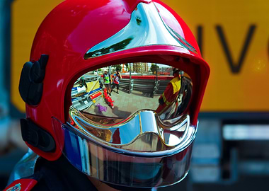 Firefighter Helmet Reflection