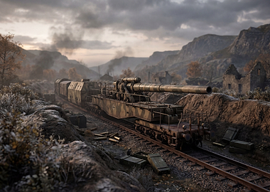 Military Train with Large Cannon