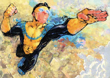 Invincible flying in the sky painting