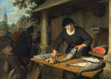 Old Master Fish Market Scene