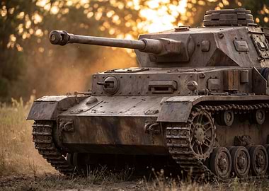 Vintage Military Tank in Field