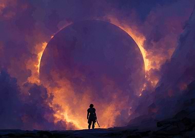 Warrior Facing a Celestial Event