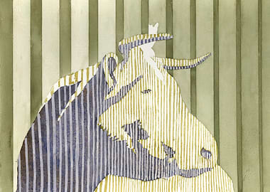 Striped Wildebeest Watercolor