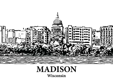 Madison Wisconsin Skyline Drawing