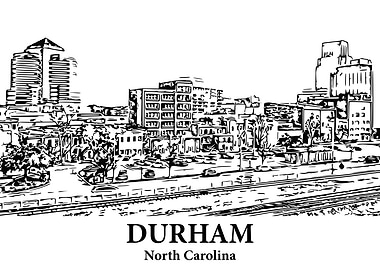 Durham North Carolina Skyline Drawing