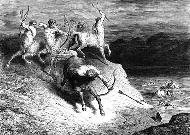 Centaur Battle Scene Engraving