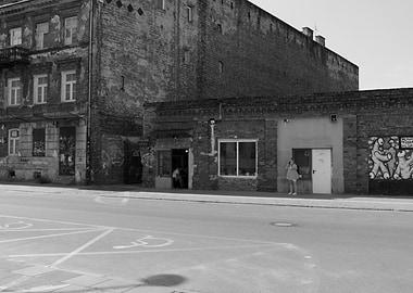 Black and White Urban Street Scene