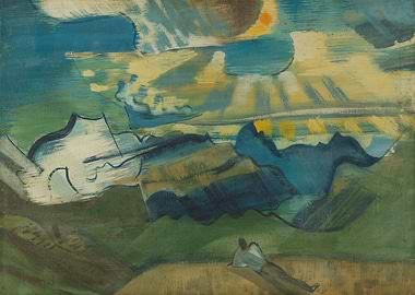 Abstract Landscape with Figure and Violin
