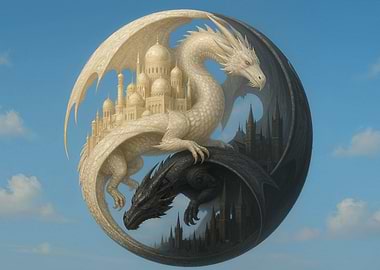 Yin Yang Dragons with Castles