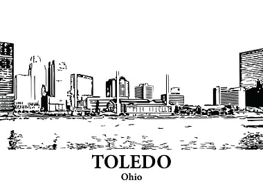 Toledo Ohio Skyline Drawing