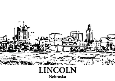 Lincoln Nebraska Skyline Drawing