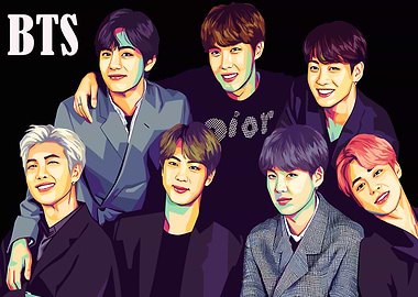 BTS Group Portrait Digital Art