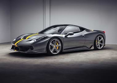 Gray Ferrari with Yellow Stripes