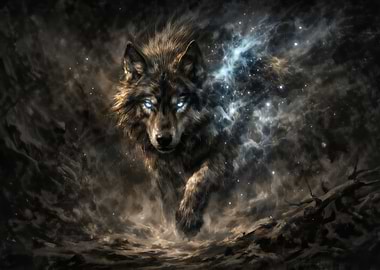Mystical Wolf with Glowing Eyes