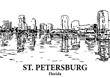 St. Petersburg Florida Skyline Drawing