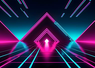 Neon Synthwave Triangle Tunnel