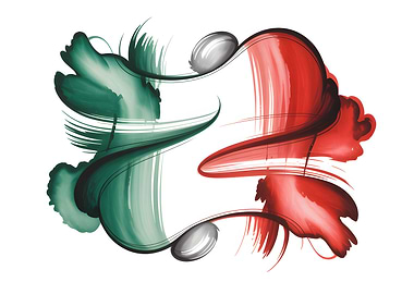 Italian Flag Abstract Brush Strokes