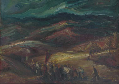 Mountainous Landscape with Procession Painting