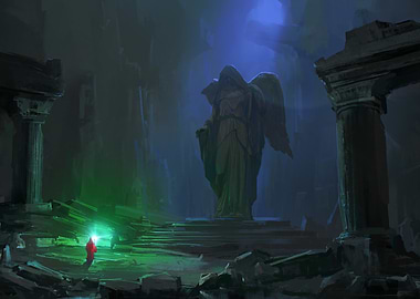 Guardian Angel Statue in Ruins